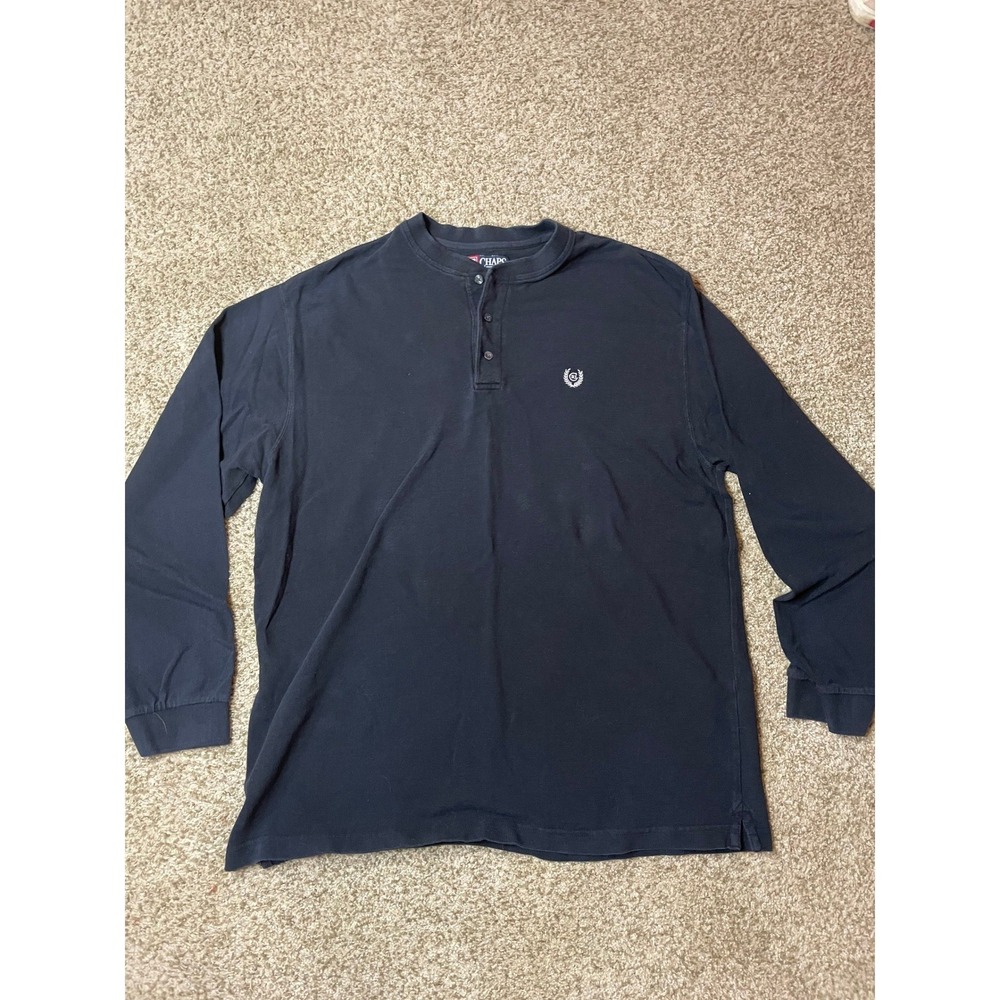 Ralph Lauren Mens XL Navy Blue Cotton Long Sleeve Henley Shirt Chaps